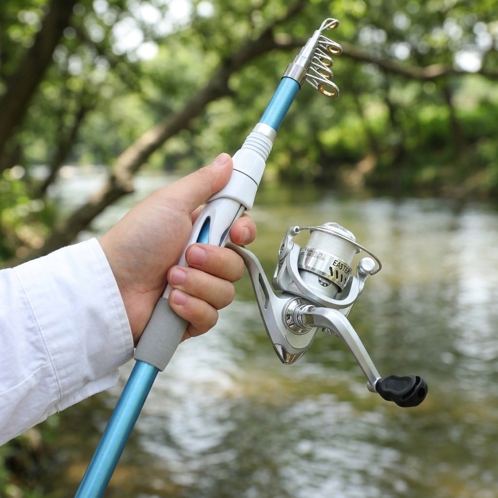 Joran Pancing Biru Putih 1.8M  - Reel Bag ulasan dan harga